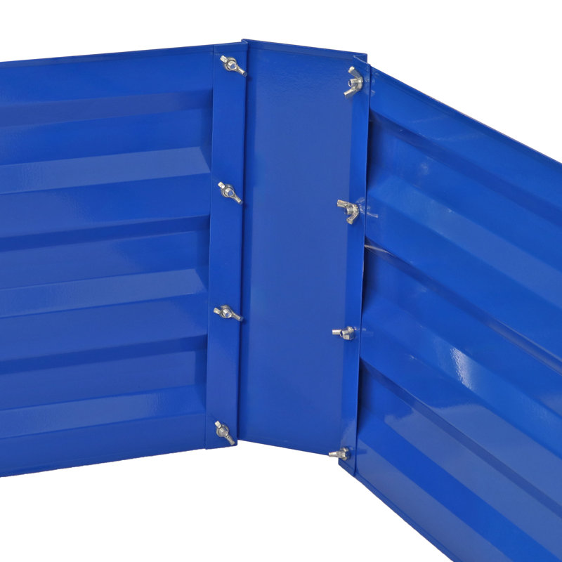 Rondrick Galvanized Steel Outdoor Raised Garden Bed - Blue - 4' W x 4' D x 1' H, Blue, 11.5" H x 47" W x 47" D