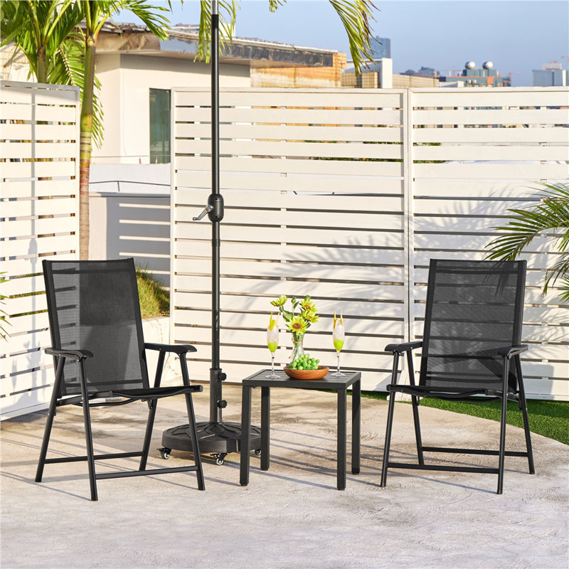 Folding Patio Dining Armchair, Black, 2