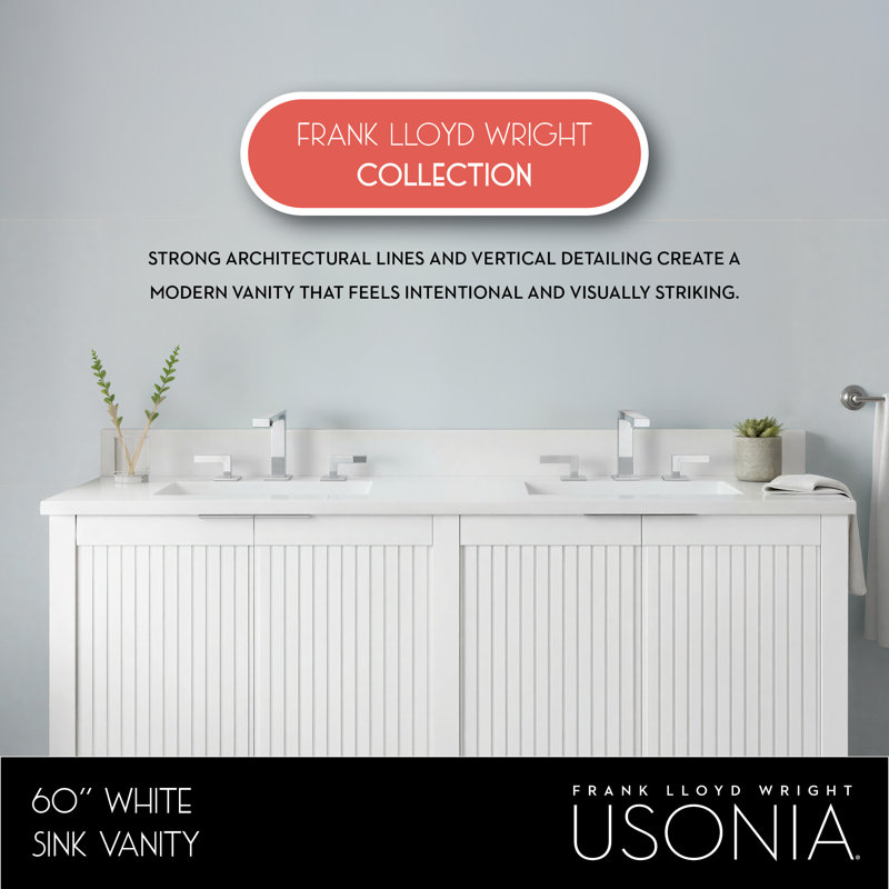 Through Lines 60" Double Bathroom Vanity, White