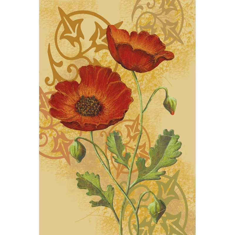Poppies On Gold I by Louise Max - Wrapped Canvas Painting, 46cm H x 30cm W x 3.8cm D