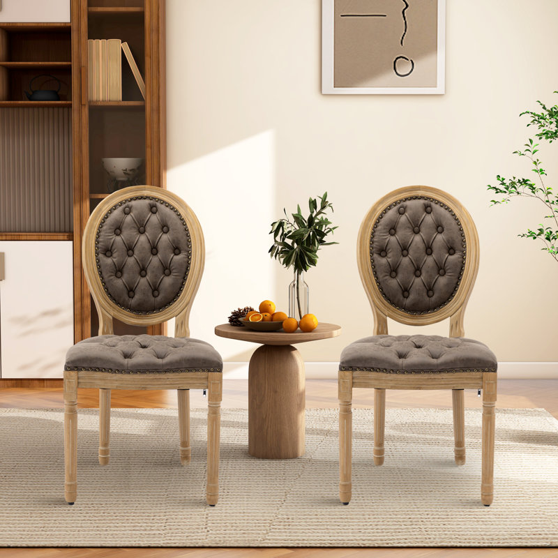 Clarisabel 19.7'' H Leather Upholstered Side Chair, Brown