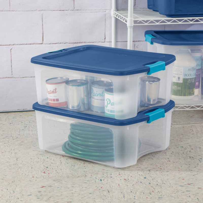Sterilite 12 Gallon Latch and Carry, 48 Quart, 6-Pack, Blue/White