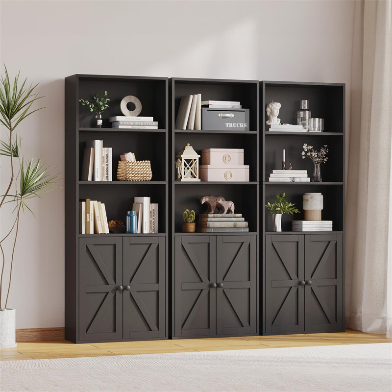151cm H x 55.5cm W Metal Book Cabinet Bookcase, Black