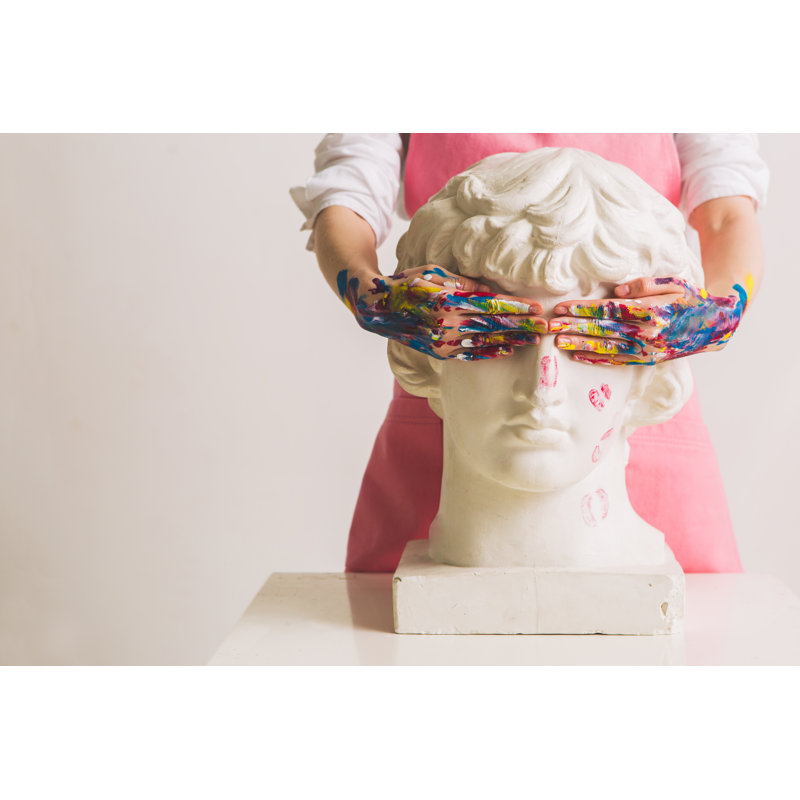 Gypsum Statue Of Antinous Head. by Georgii Boronin - Wrapped Canvas Print, 30cm H x 46cm W