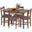 Ensemble de salle à manger 5 pièces en bois massif pour 4 personnes, table de cuisine de style campagnard avec chaises rembourrées pour petits espaces, salle à manger, coin repas