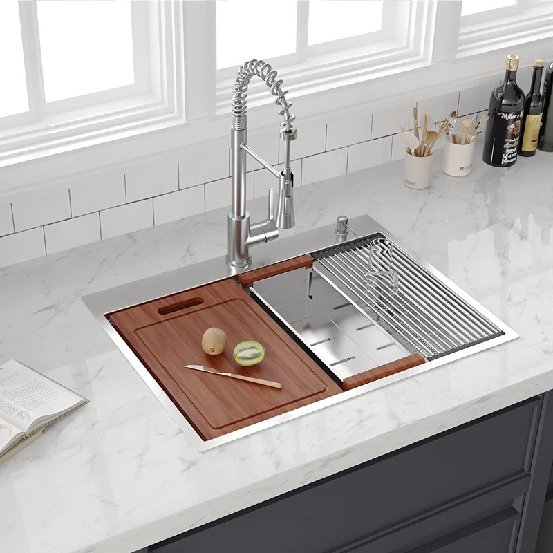 Single Bowl Stainless Steel Kitchen Sink, Stainless Steel, 18-Gauge