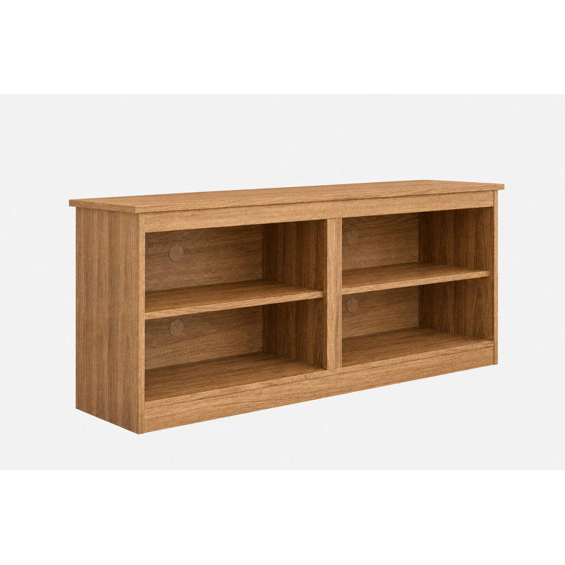 Meuble télé moderne pour téléviseurs jusqu'à 50 pouces, centre multimédia avec quatre tablettes ouvertes et système de gestion des câbles, chêne Hanovre