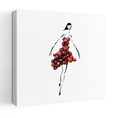 Cherry Fashion Illustration Elegant Minimalist Modern Cherry Fruit Wall Art Print