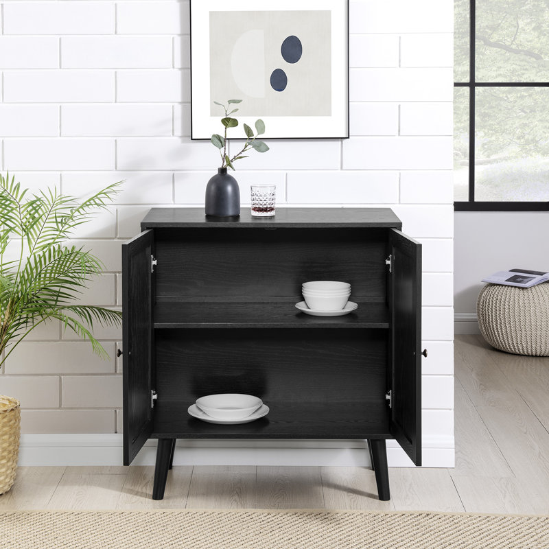 Spiers Solid Wood 2-Door Accent Cabinet, Black