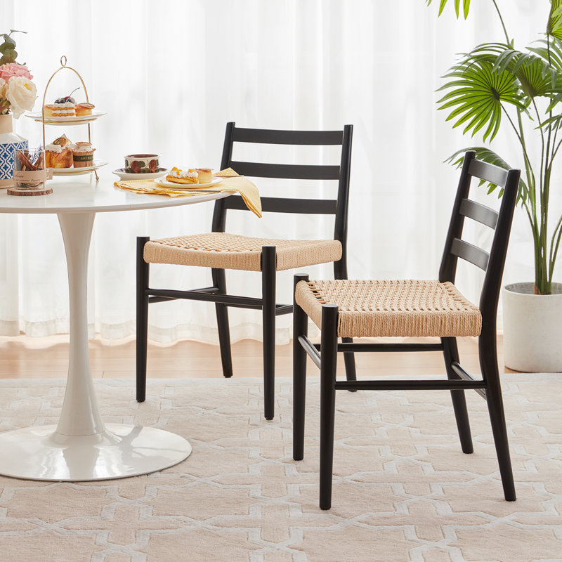 Atyanna 18.5'' H Upholstered Beech Side Chair, Black/Beige
