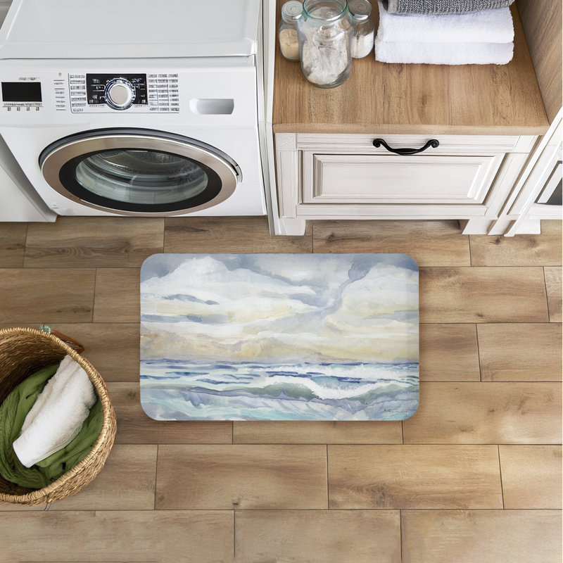 Tranquil Watercolor Waves Printed Anti-Fatigue Floor Mat, design by Audrey Jeanne Roberts, 30"x18"