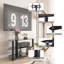 Meuble télé de coin pivotant avec 3 tablettes, meuble télé de plancher réglable pour 32 à 70 po, meuble télé universel robuste avec verre trempé et gestion des câbles pour le salon-113837807