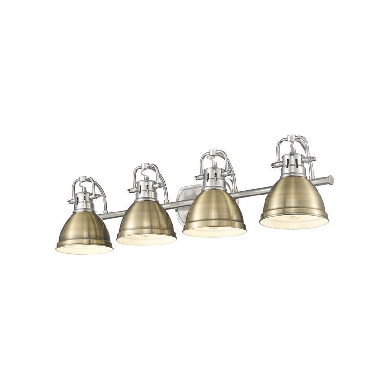 Aged Brass and Chrome 4-Light Dimmable Vanity Fixture