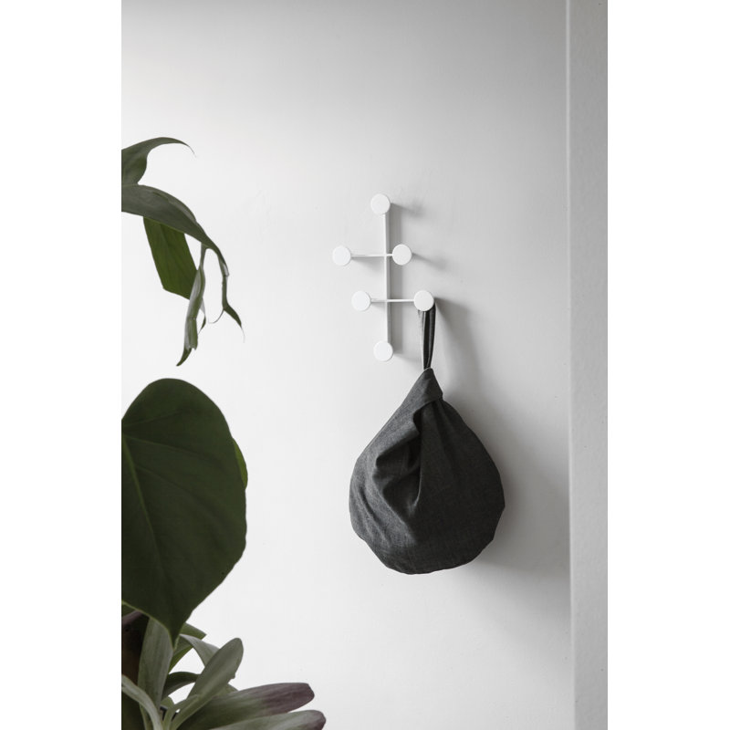 Afteroom 6 - Hook Wall Mounted Coat Rack, Powder Coated White