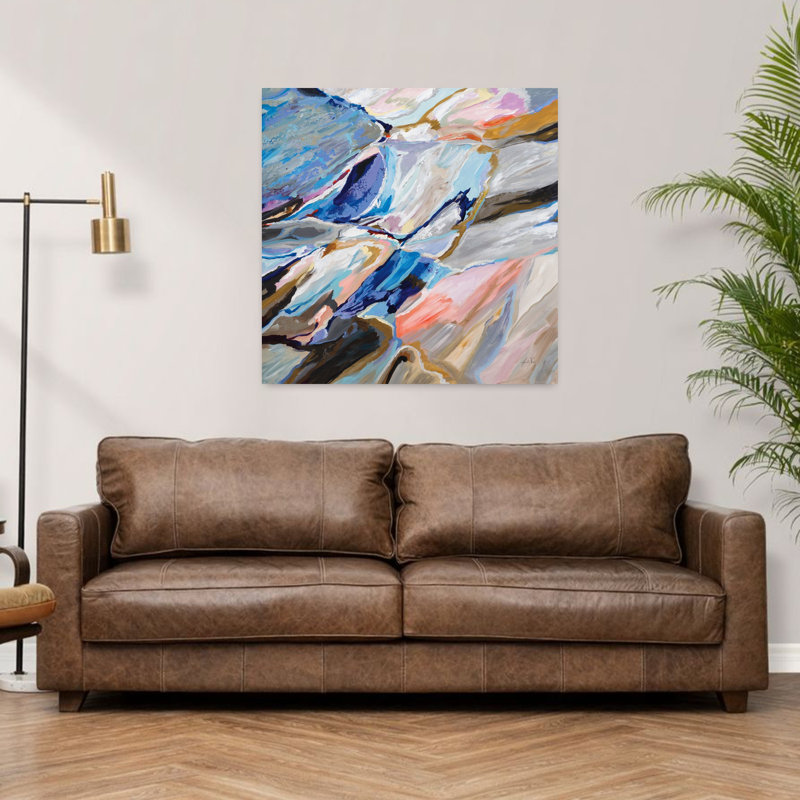 Bord de mer avec art abstrait de plage, H 36 po x l 36 po