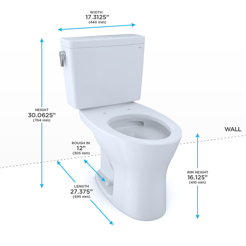 Drake® Dual-Flush Elongated Two-Piece Toilet, Cotton White, 10"