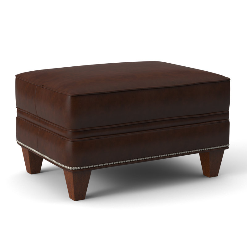 Taraval Ottoman, Aline Light Gray Stonewash Genuine Leather, New Classiques, Pewter