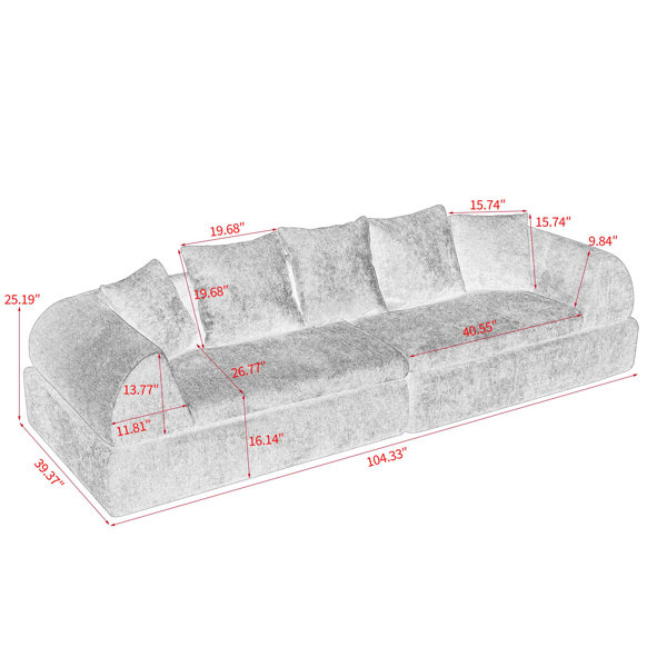 Wrought Studio Cloud Modular Sectional Sofa - Shape Boneless Couch With ...
