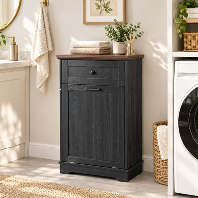 10 Gallon Tilt Out Trash Cabinet with Drawer and Pet Proof Design