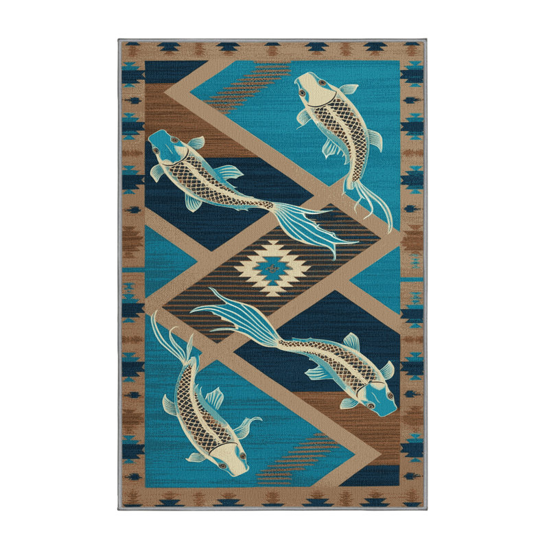  Tapis lavable Koi Fish Southwestern, Rectangle 6 pi x 9 pi