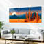 «Desert Landscape with Cactus and Mountain Sunset», reproduction d'art sur toile tendue sur toile, ensemble de 3-1656686543