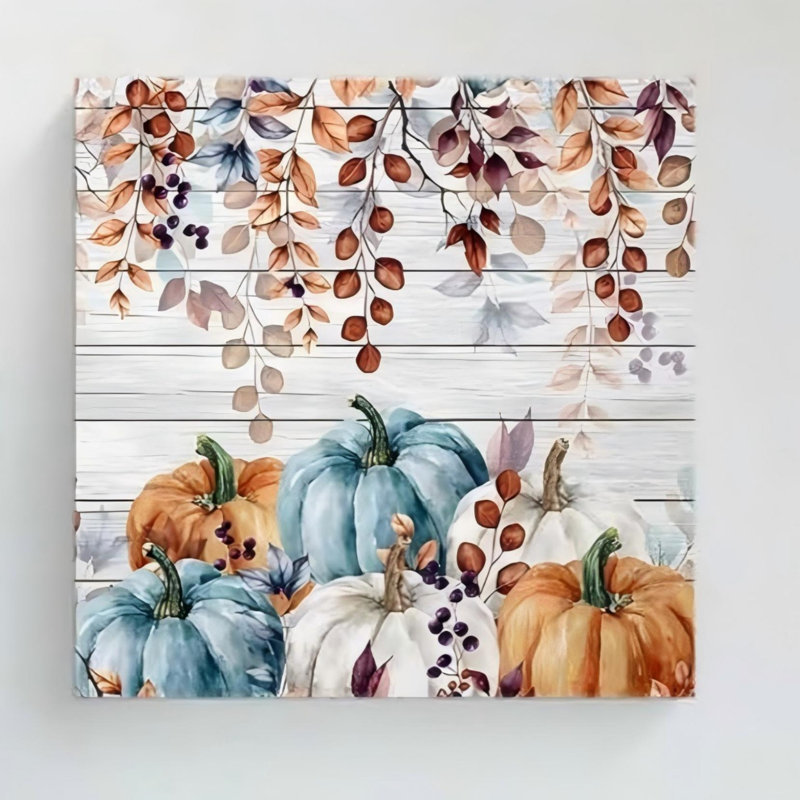 Art mural en toile sans cadre bleu et blanc 16 po x 16 po