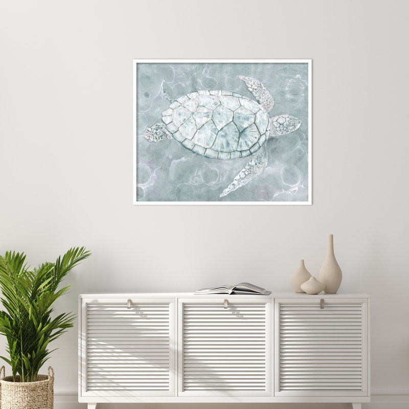 «Sea Turtle» par Stellar Design Studio, reproduction d'art murale en bois, H 34 po x l 41 po