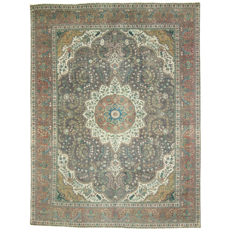 Tapis unique en laine noué à la main 9 pi 7 po x 12 pi 10 po des années 1960 de Chevigny