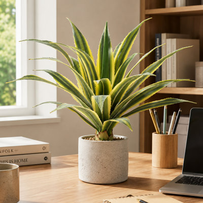 UV Protected Faux Dragon Tree 35cm , Weather-Resistant Injection Leaf Artificial Dracaena for Patio Home Balcony Outdoor Use