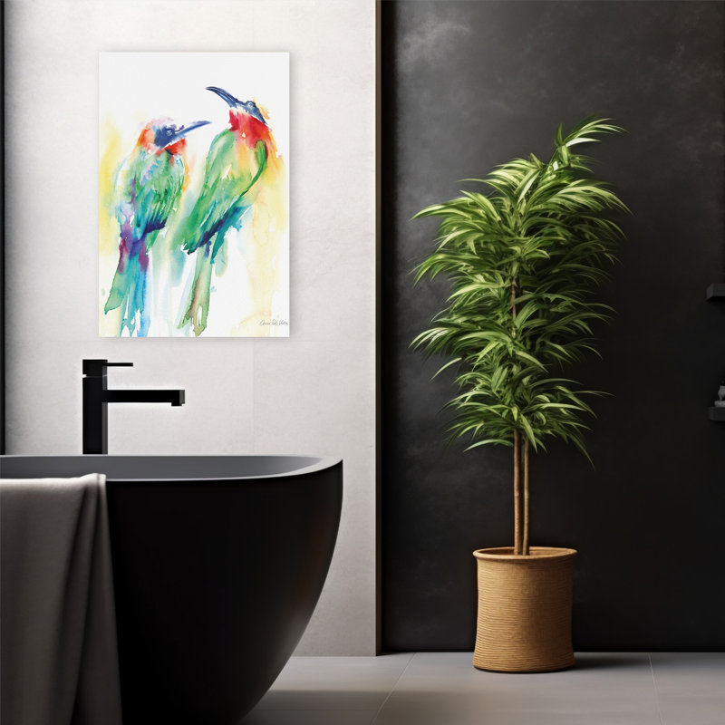 Oiseaux tropicaux - animaux abstraits, oiseaux, art bleu, H 24 po x l 16 po