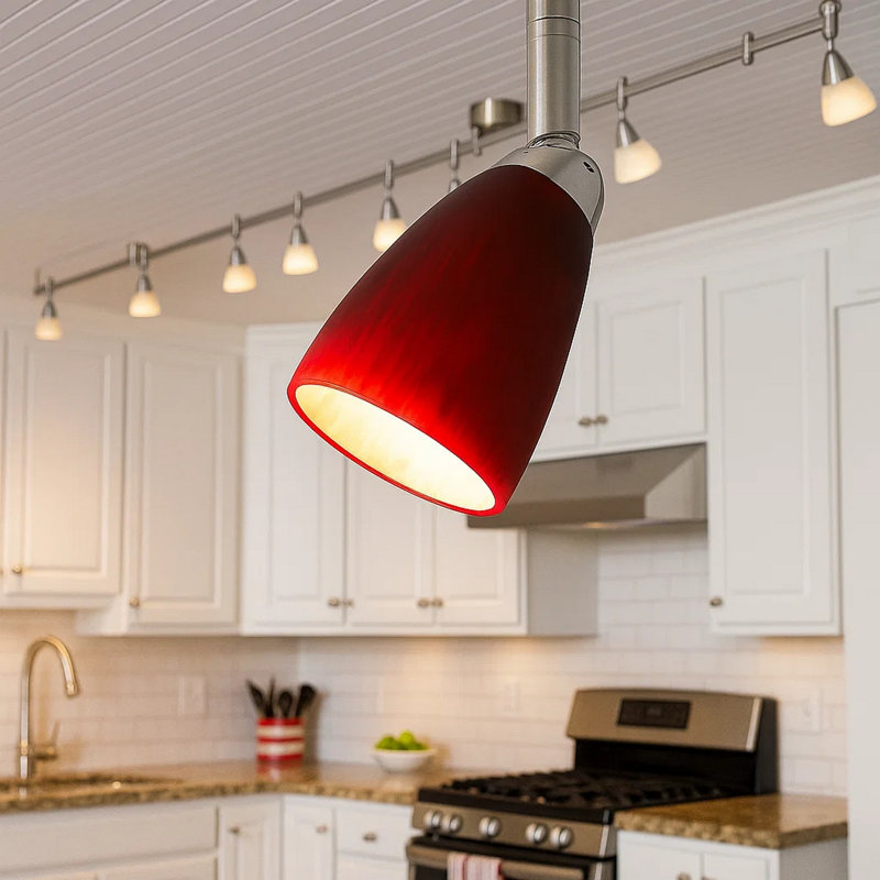 Track Lighting Head, Silver, Red