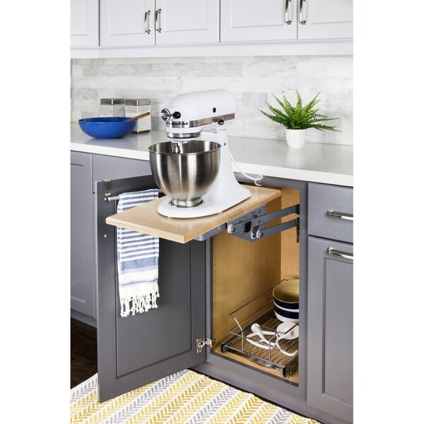 Rev-A-Shelf Kitchen Cabinet Heavy Duty Spring Loaded Appliance Lift Assist  Mechanism for Small Kitchen Appliances, Zinc, RAS-ML-HDCR