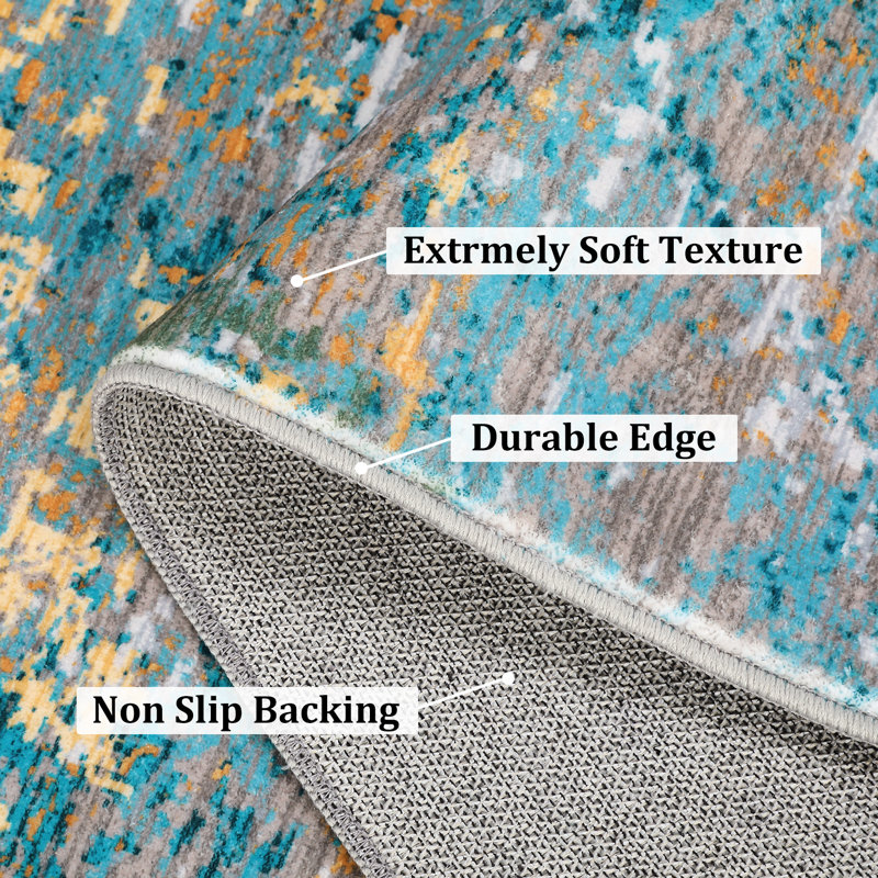 Abstract Machine Printed Area Rug, Rectangle 200 x 290 cm