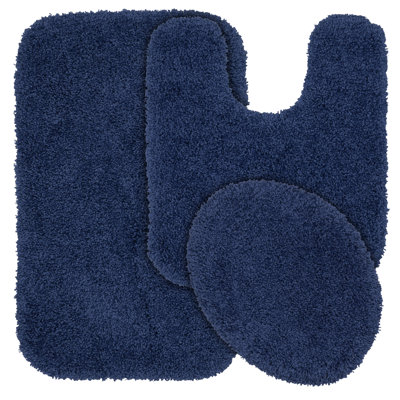 Treye 3-piece nylon bath mat set with non-slip backing
