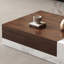 Table basse moderne en marbre et noyer de 51 po avec rangement en noyer et en bois noyer