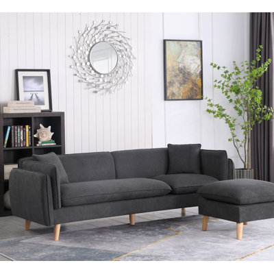 86.5-Inch Fabric Sectional Sofa With Chaise For Spacious Comfort And Modern Living Room Layouts.