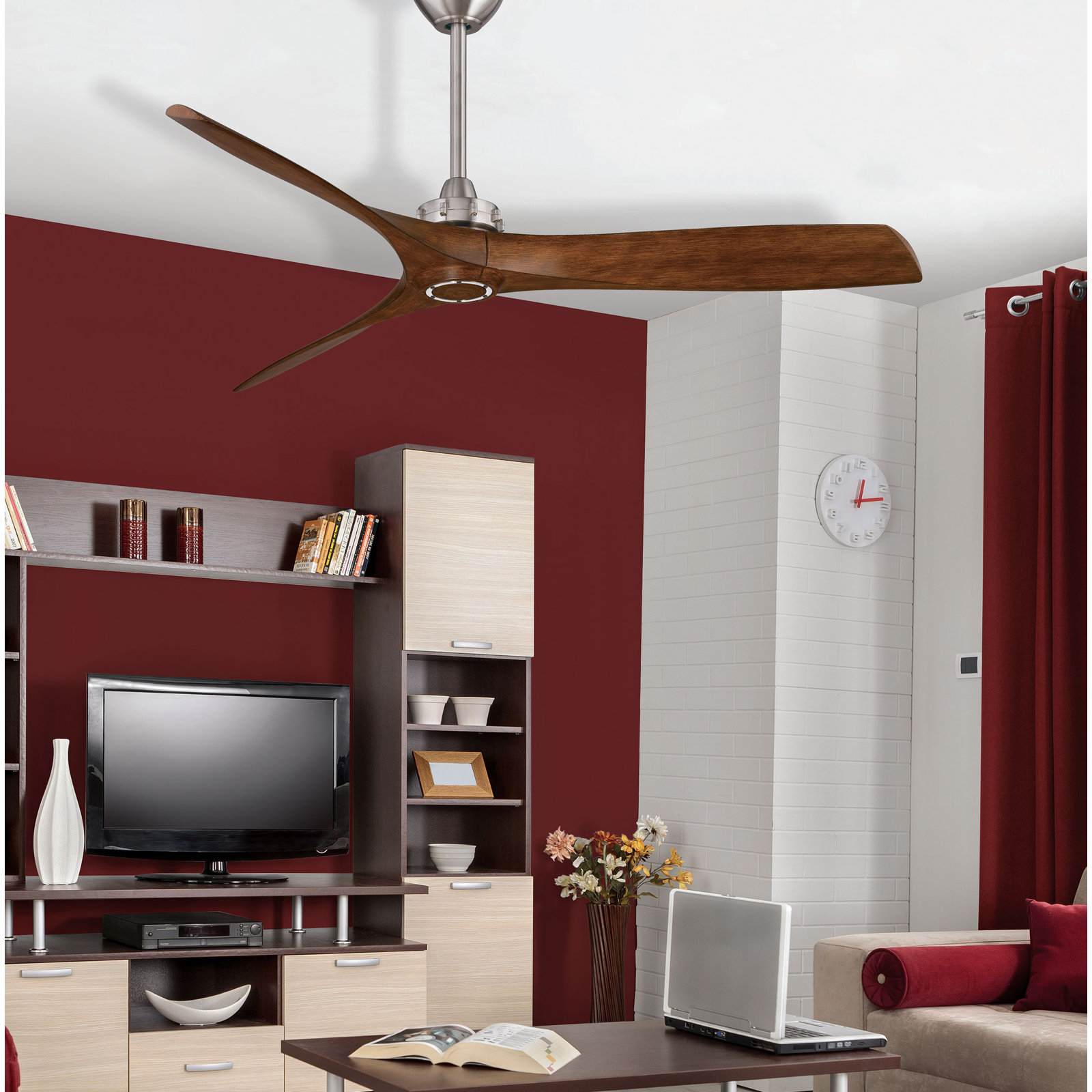 60" Ceiling Fan, Brushed Nickel/Distressed Koa
