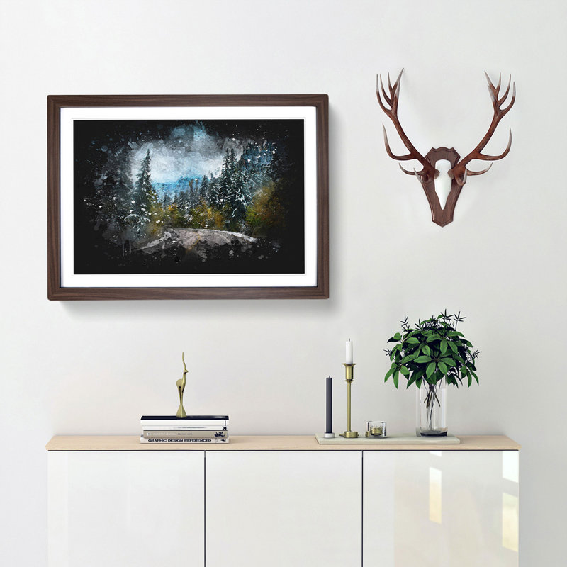Winter Forest Road - Picture Frame Graphic Art Print, Walnut Framed, 62cm H x 87cm W x 2cm D