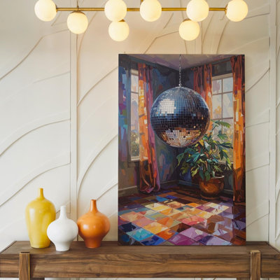Rétro boule disco sur toile 70 s