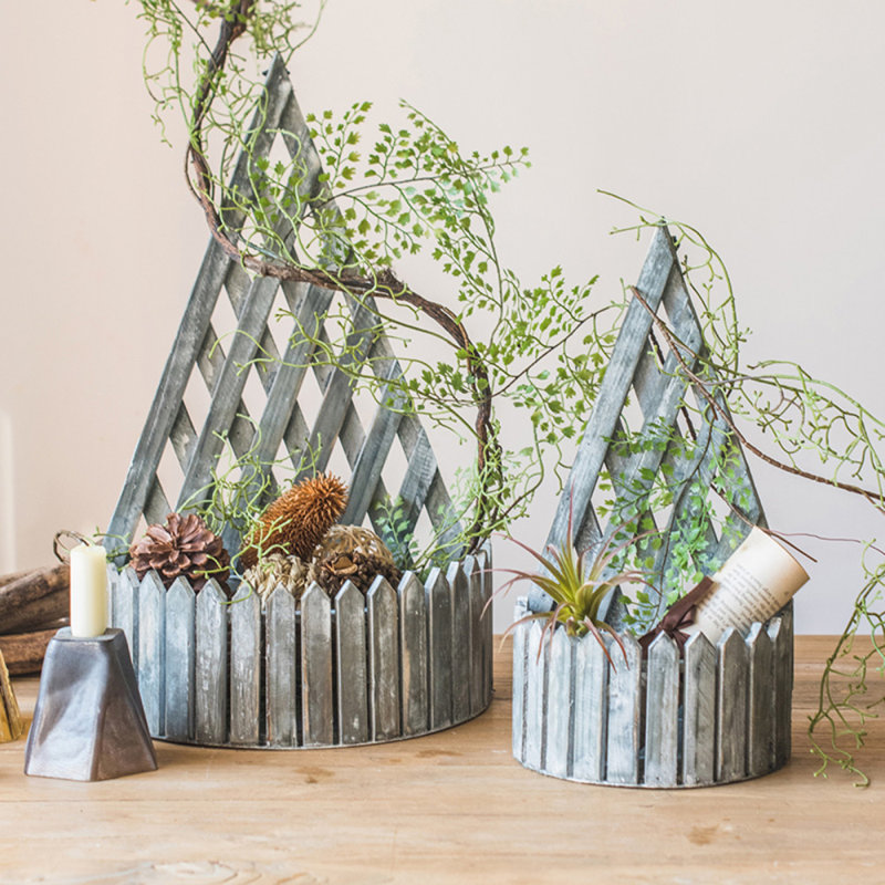 Pot à fleurs en bois Aira, H 14,4 po x l 7,4 po x P 4 po