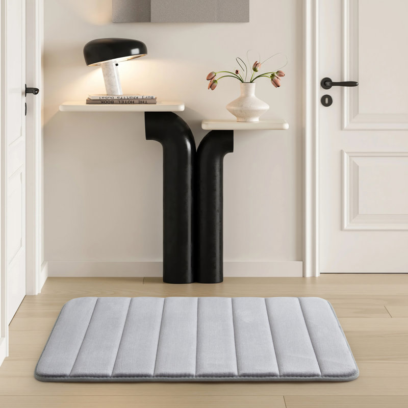 Nasier Memory Foam Non-Slip Bath Mat, Silver, 50x80