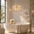 Josse 3-Light Modern Dimmable  Chandelier with Faceted Crystal, Copper Finish for Dining Room