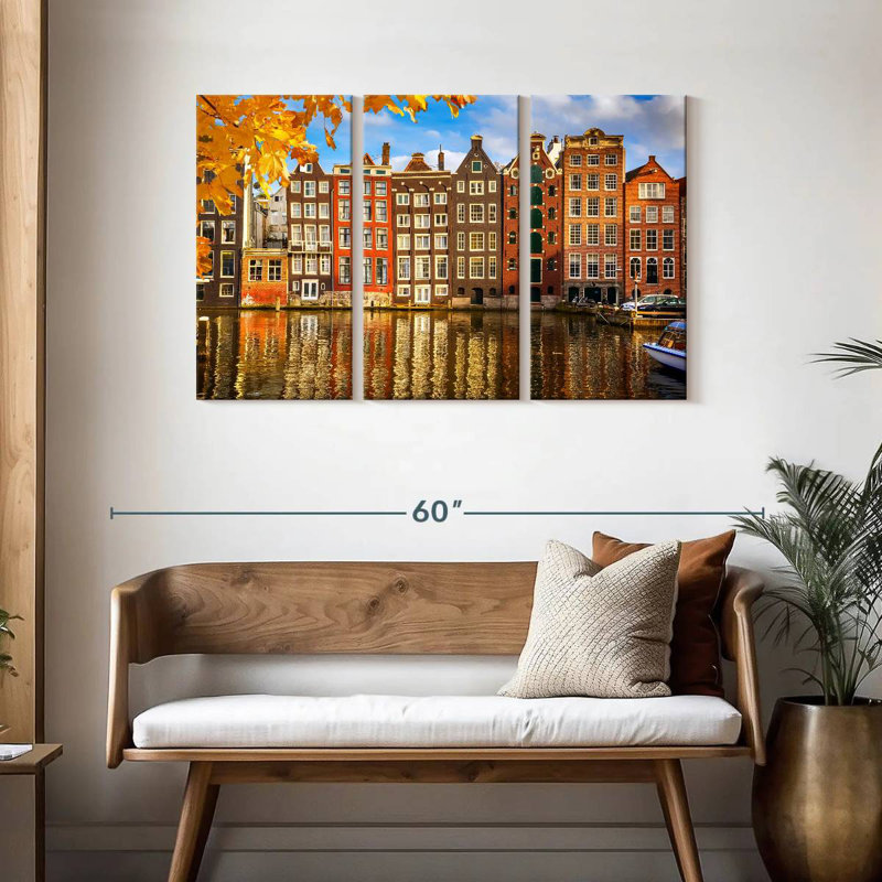 Bâtiments de Sireci au canal Amsterdam, H 28 po x l 45 po