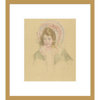 Sara Wearing a Bonnet and Coat by Mary Cassatt -Framed Giclee Print