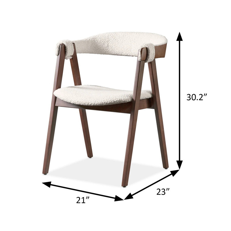 21" W Mid-Century Modern Side Chair (2/CTN), Walnut/Beige