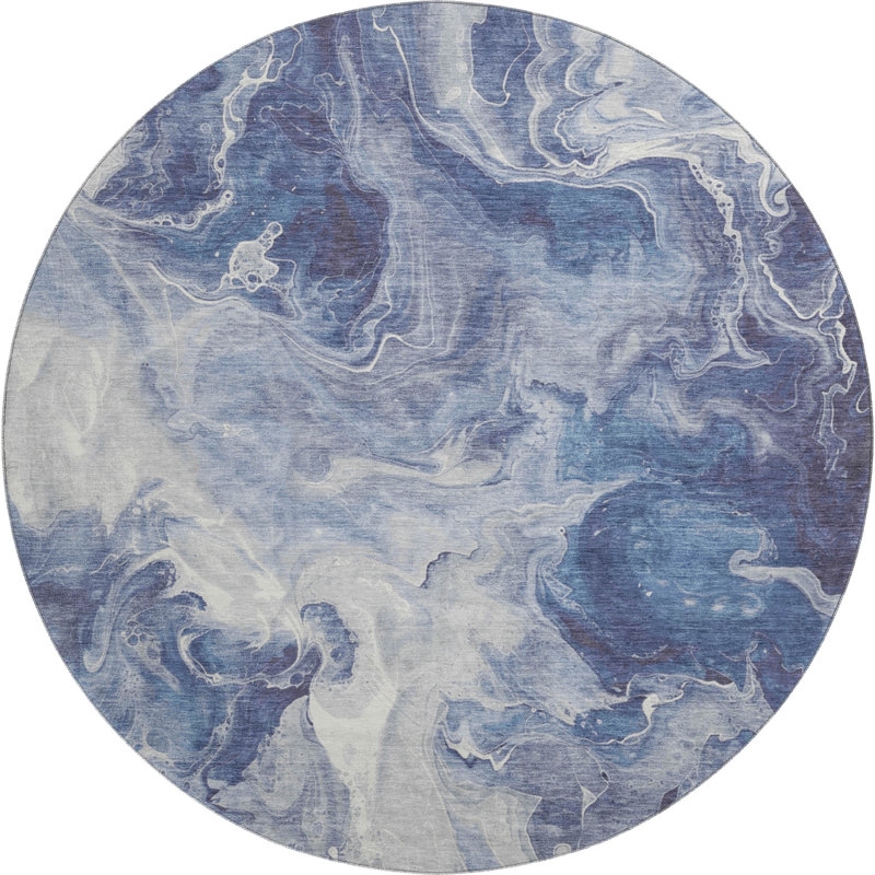 Premium Machine Washable Mehara AMF1687 Abstract Rug, Round 8'