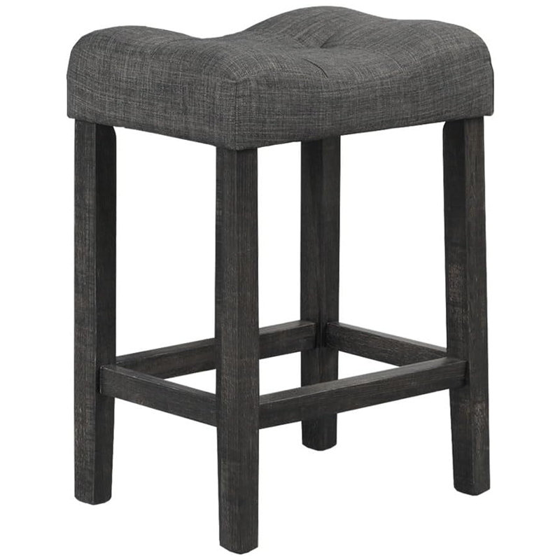 Ensemble de 2 tabourets de comptoir à hauteur de comptoir, tabouret de style transitionnel avec repose-pieds, tabouret de bar gris anthracite