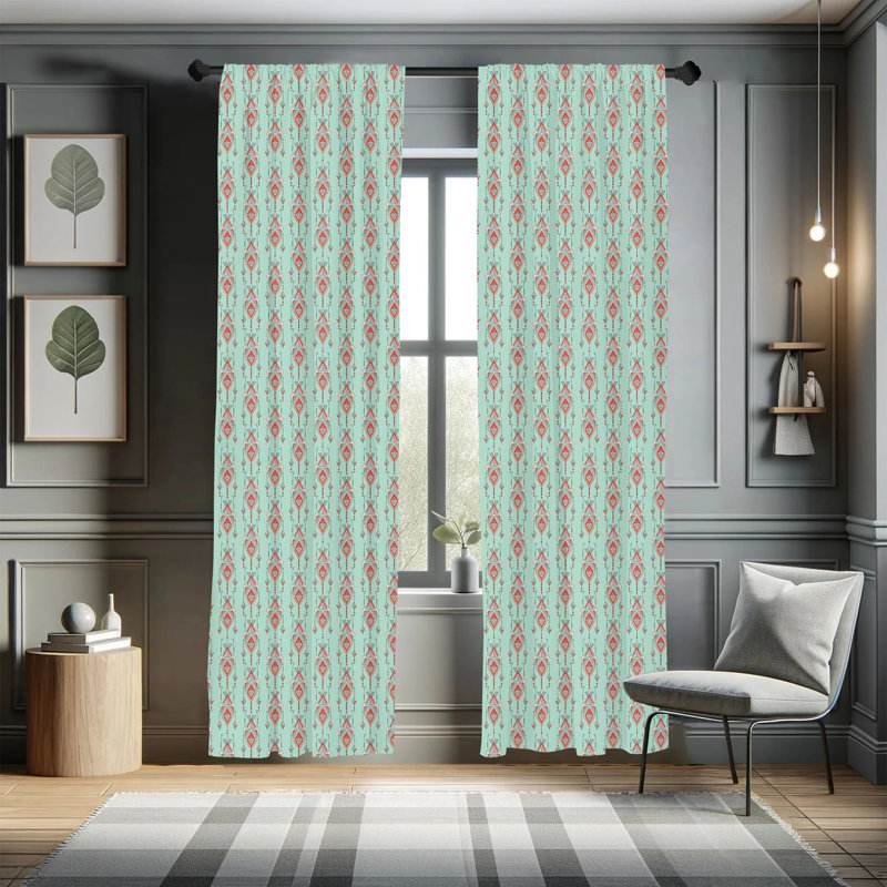 Southwestern Semi-Sheer Rod Pocket Sliding Panel, 28" x 63"