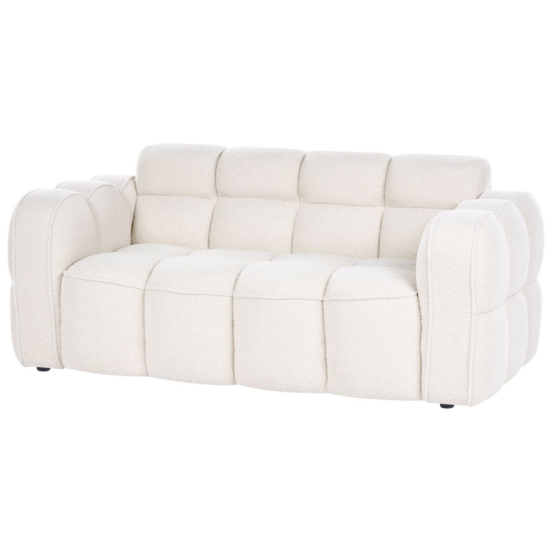 2 Seater Boucle Sofa, White Boucle