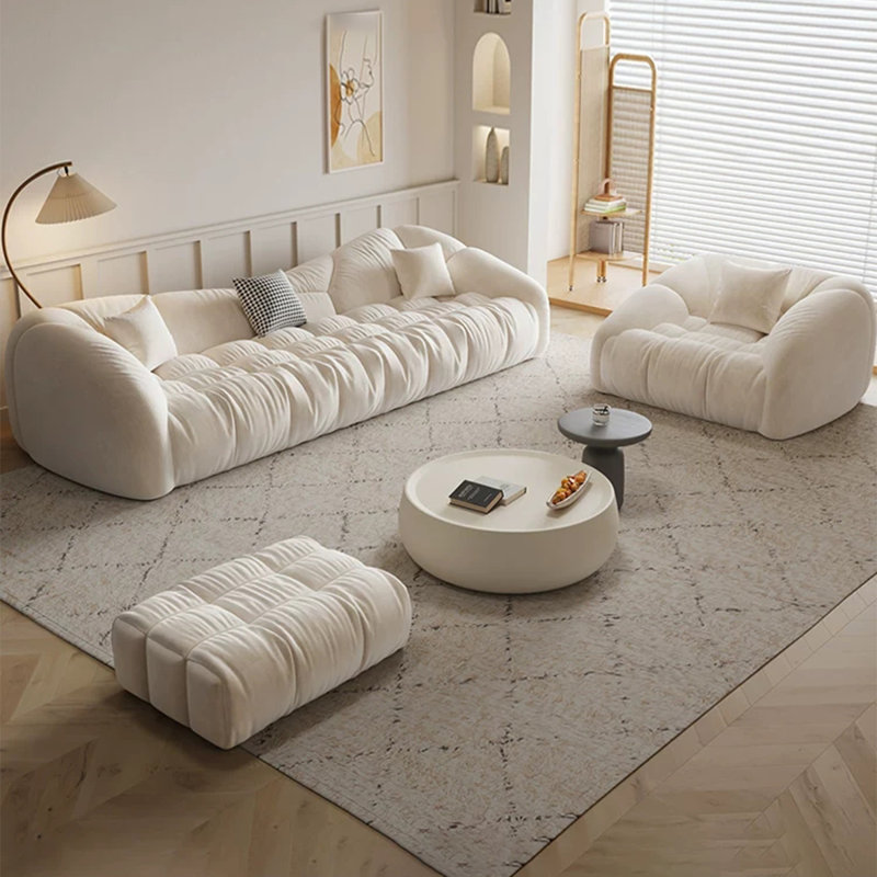 Ensemble de salon en polyester 3 pièces beige